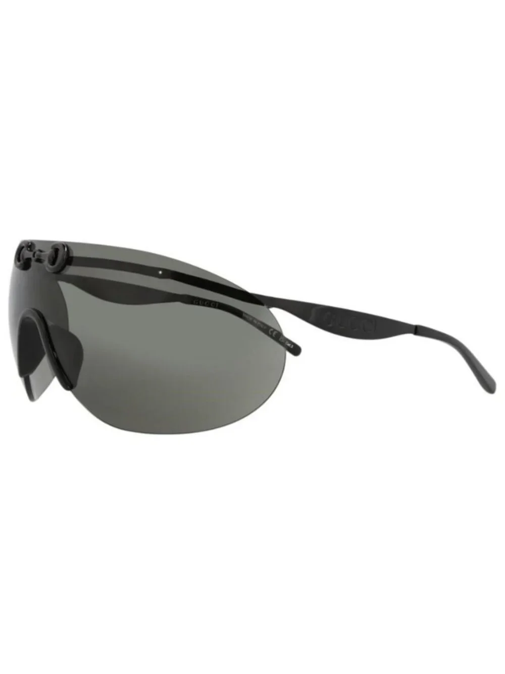New Gucci Mens Shield/Wrap Black Black Grey Fashion Designer Sunglasses